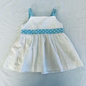 Little English White Top with Blue Polka Dot Accents Size 3 (Like New)